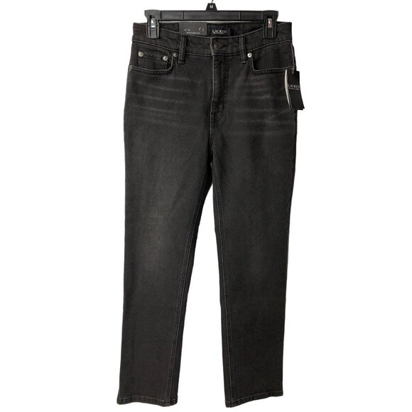 Lauren Ralph Lauren Denim - LAUREN RALPH LAUREN $99 HIGH RISE STRAIGHT ANKLE BLACK JEANS‎ SIZE 4/27 NWT